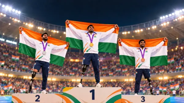 Indian para athletes on the high jump podium at the Asian Para Games 2026 (AI-generated image)