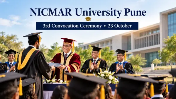 NICMAR University Pune 3rd Convocation Ceremony 2026, graduates receiving degrees (AI-generated image)