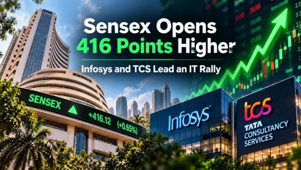 Sensex opens 416 points higher as Infosys and TCS lead an IT rally (AI-generated image)