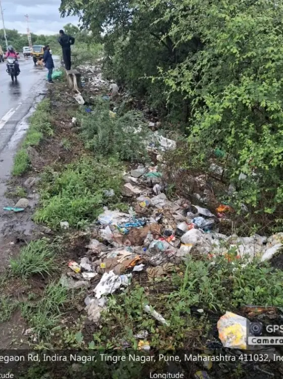 Before: garbage along the roadside